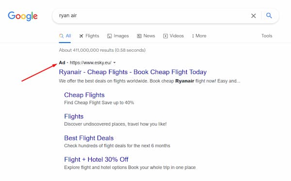 Google ads search